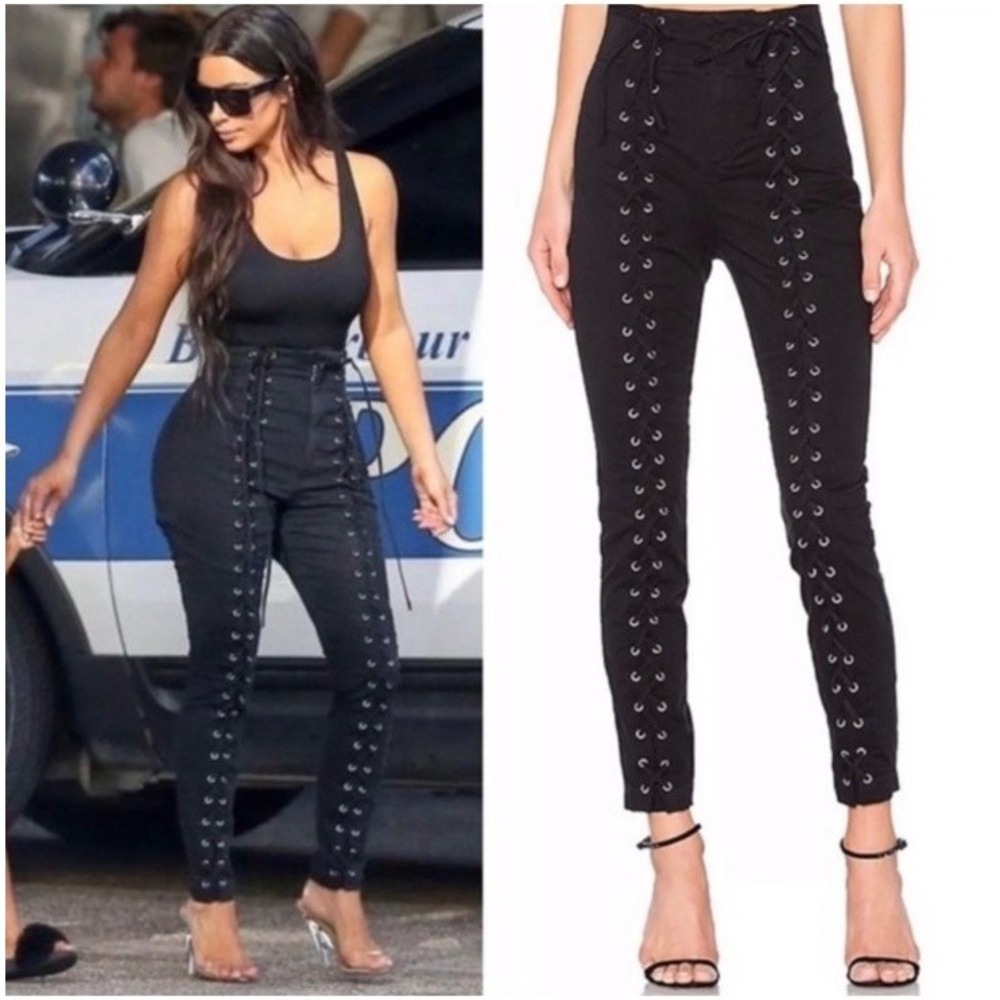 A.L.C. Kingsley High-Rise Lace-Up Pants $395 Sz‎ 2 Y2K Edgy Glam Baddie Clubwear